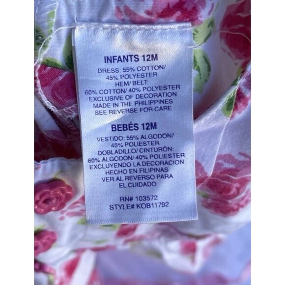 Vintage Blueberi Boulevard Girls Sz 12 Months Floral Dress Pink Red Rose - Picture 11 of 16